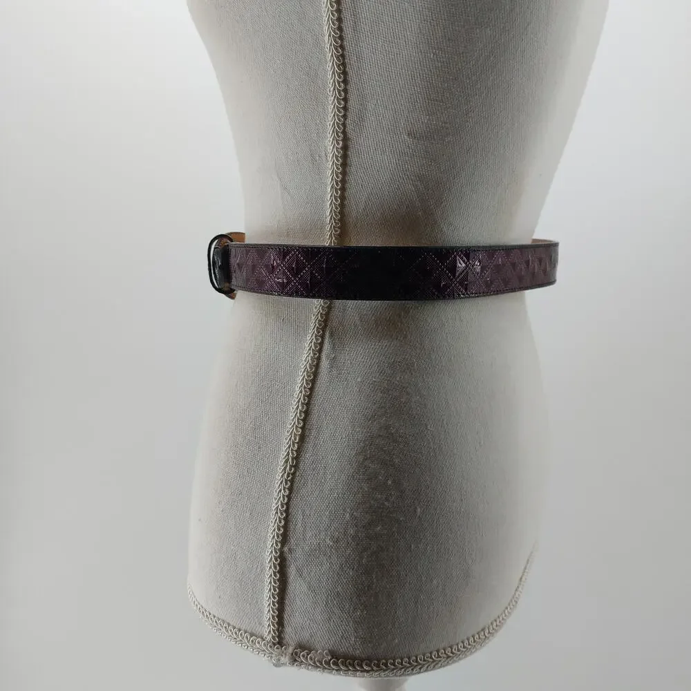 Western Girls Size 28 Belt Purple Patent Leather Textured Cowgirl